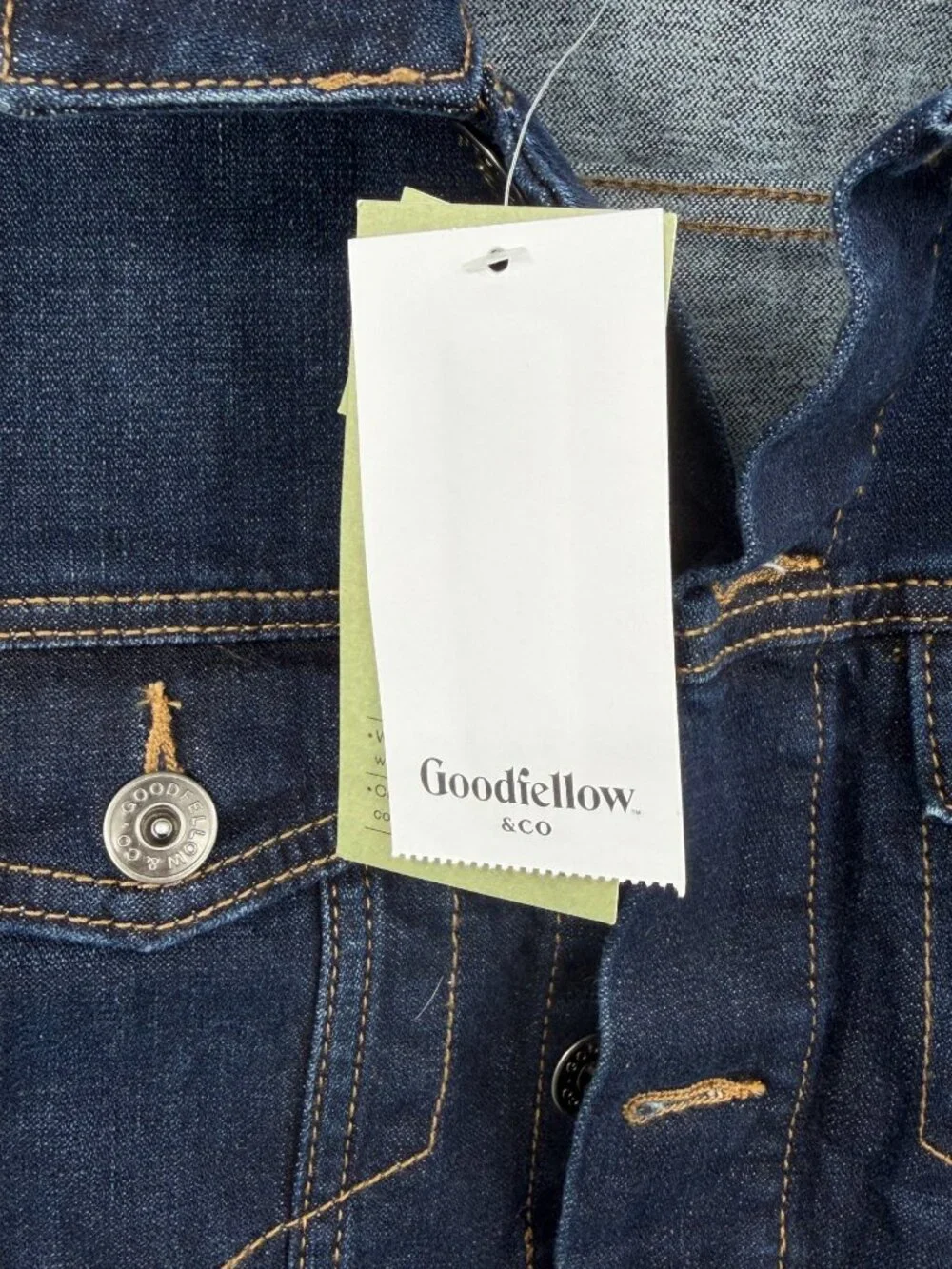 Goodfellow Co Womens Small Dark Wash Denim Jacket Cotton Blend New with tags - Picture 3 of 10
